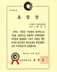 An award for Incheon Metropolitan City